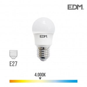 Bombilla esferica led e27 8.5w 940 lm 4000k luz dia edm