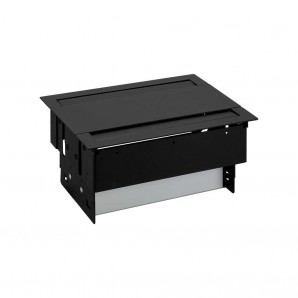 Kit dentro de la mesa personalizable con tapa doble y aleta, 6 schukos y 2 huecos negro SIMON 47403000-138