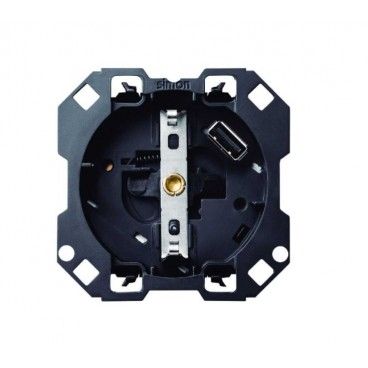 SIMON 100 - Base schuko con cargador usb 10001432-039