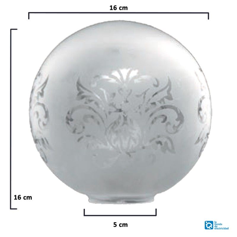 Tulipa de cristal bola mate de 16cm boca 5cm  LTDE 101-16