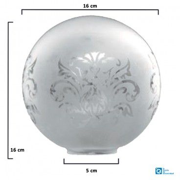 Tulipa de cristal bola mate de 16cm boca 5cm  LTDE 101-16