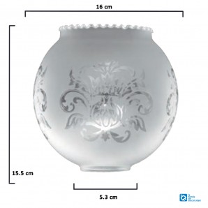 Tulipa de cristal bola dos bocas mate 16cm boca 5,3cm  LTDE 99-16 2