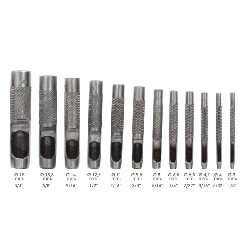 Juego Sacabocados Golpe 12 Piezas 3 a 19 mm AFT 02320257