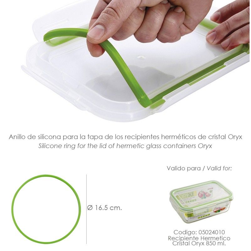 Anillo Silicona Para Recipiente Hermetico Cristal Rectangular 850 ml. AFT 05024310