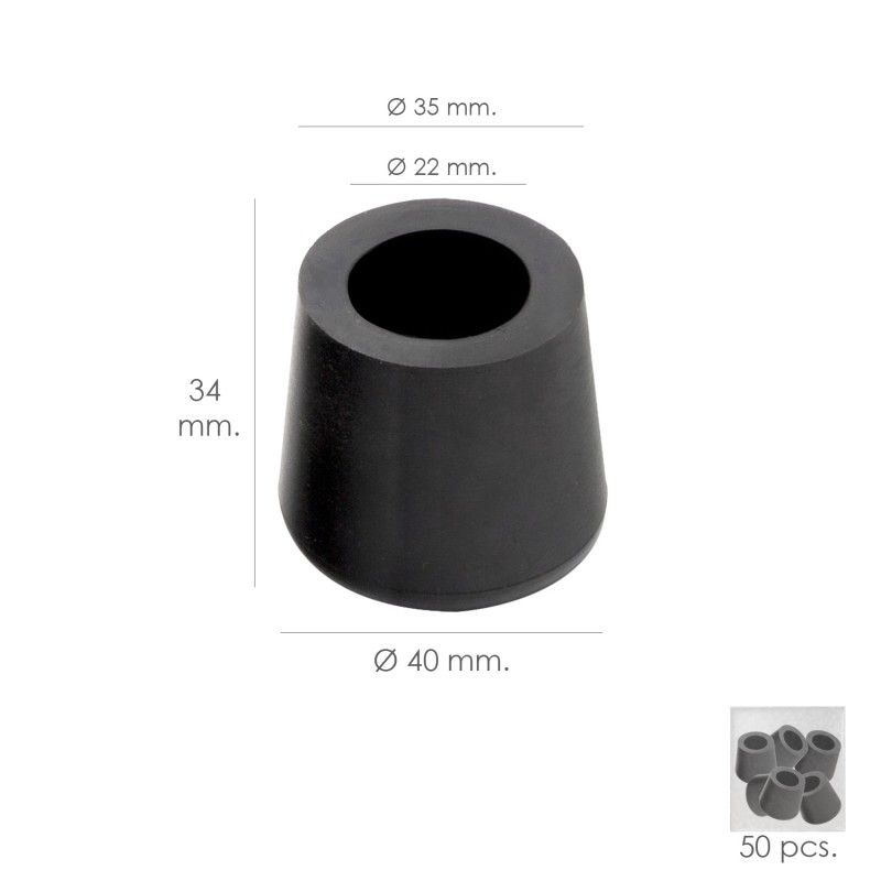 Bloco Andador Borracha Preto Ø 22mm Com Arruela Interna Bolsa 50 Unidades