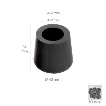 Taco Goma Andador Negro Ø 22mm Con Arandela Interior Bolsa 50 Unidades AFT 05330155