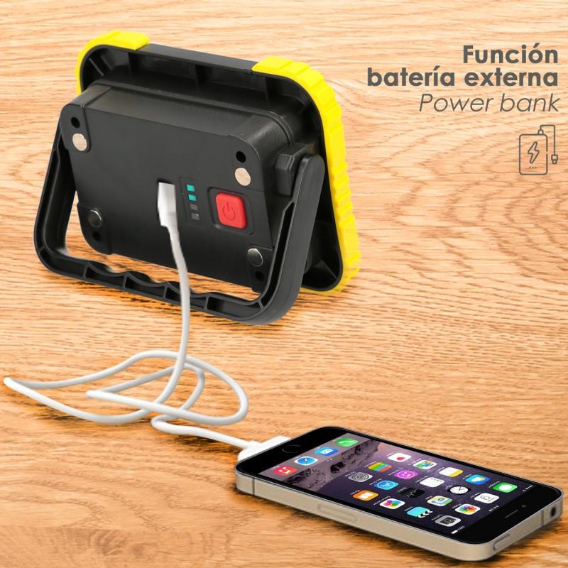 Linterna de Trabajo Led  Multifunción Recargable 2.000 mAh. / 10 W. / 500 Lúmenes / 4 Imanes / Bateria Externa / Soporte 180º AF