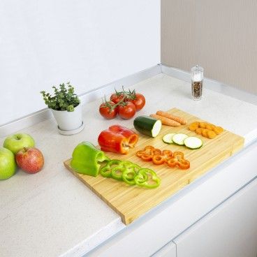Tabla Cortar Cocina Fabricada En Madera De Bambu 100% Con Borde 46x30,5 cm.Tabla Cortar,Carne Pescado,Verduras,Frutas,Alimentos 