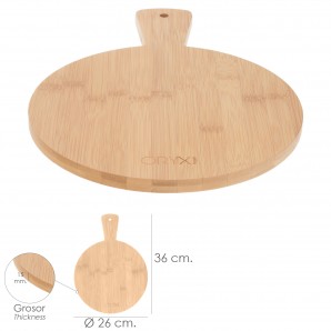 Tábua de cozinha redonda em madeira de bambu com cabo Ø 26 x 36 cm. 2