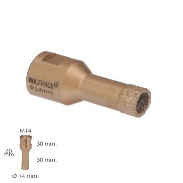 Corona Diamante Para Amoladora Ø 14 mm. Conexión Rosca M14. Corte Seco AFT 09112120