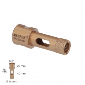 Coroa de diamante M14 Ø 16 mm. Corte Seco 2
