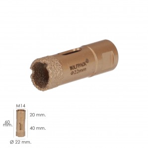 Coroa de diamante M14 Ø 22 mm. Corte Seco 2
