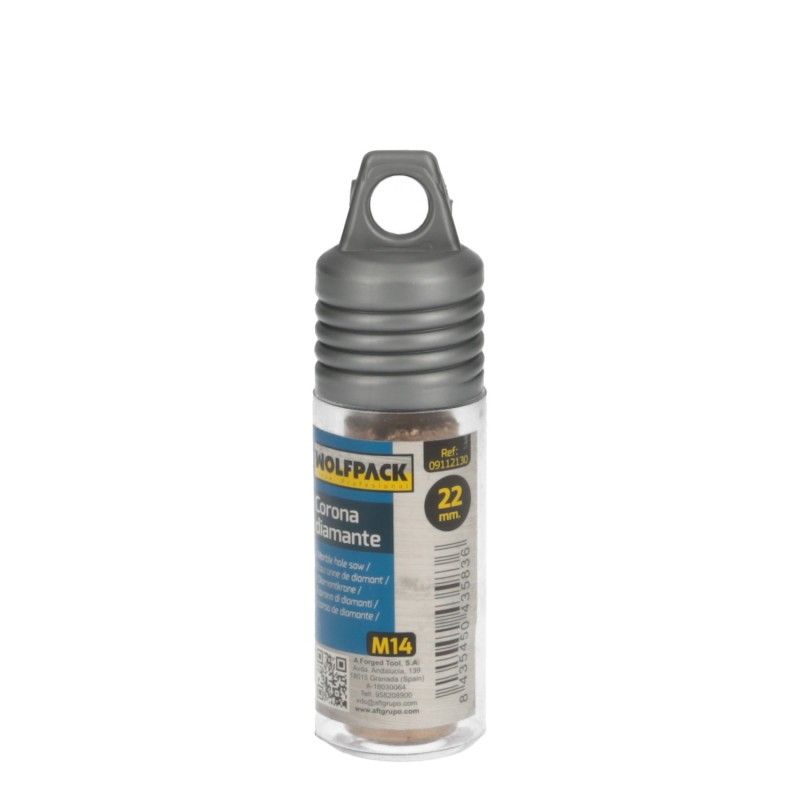 Corona Diamante Para Amoladora Ø 22 mm. Conexión Rosca M14. Corte Seco AFT 09112130