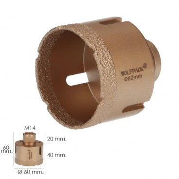 Corona Diamante Para Amoladora Ø 60 mm. Conexión Rosca M14. Corte Seco AFT 09112160