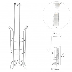 Portarrollos Papel Higienico Vertical Para Baño, Rollos De Reserva, 18x16x61cm. AFT 05422000 2