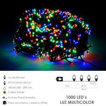 Luzes de Natal 1000 Leds multicoloridos IP44
