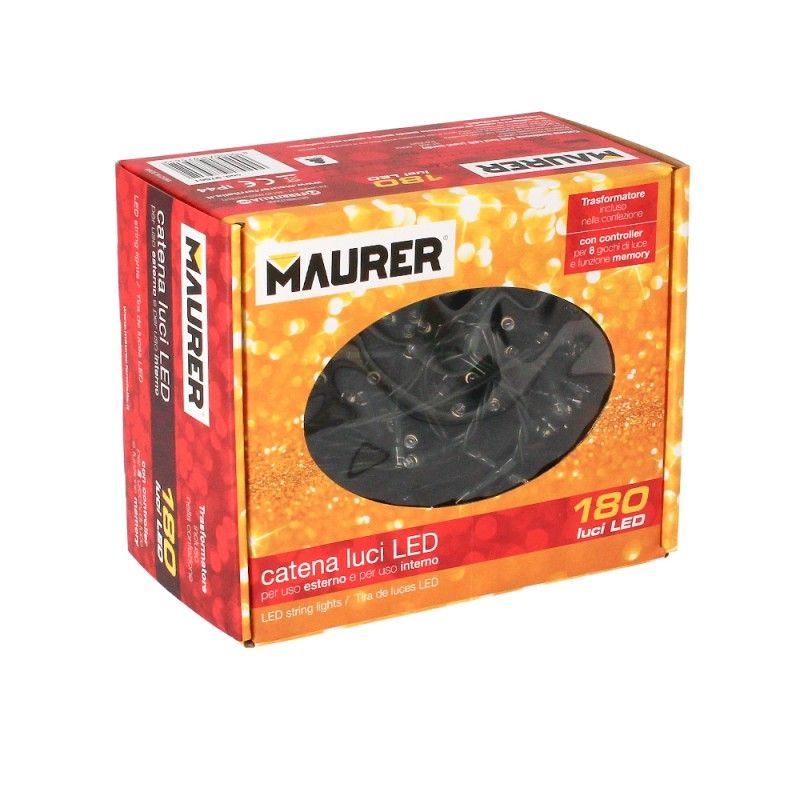 Luzes de Natal 180 Leds multicoloridos IP44
