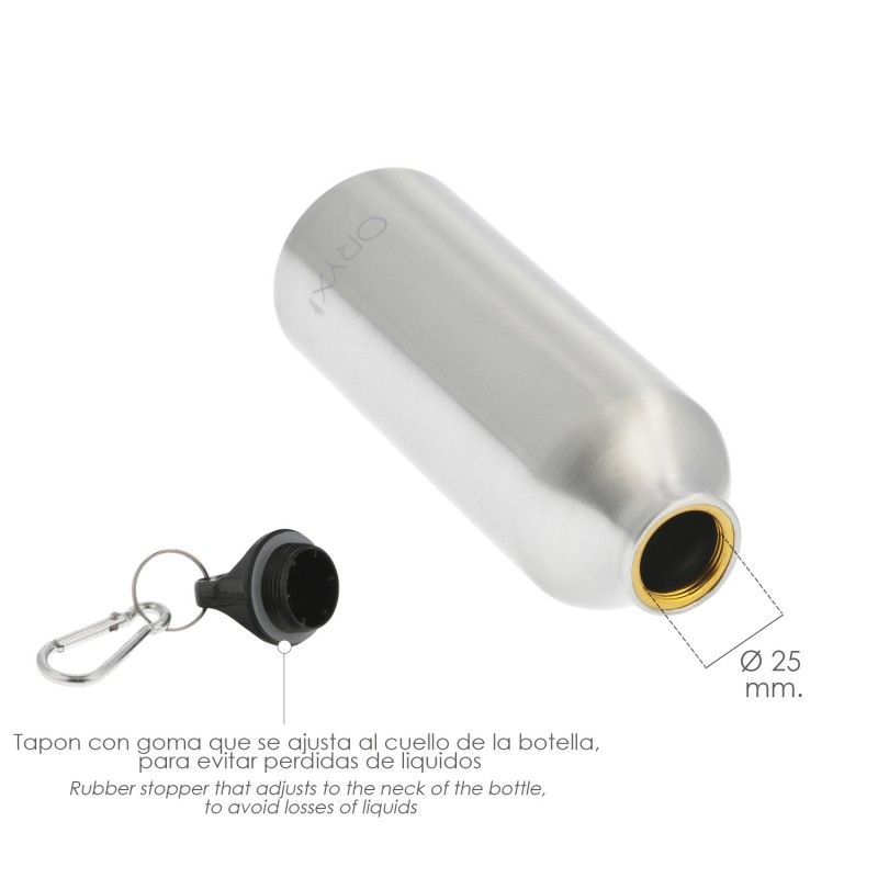 Garrafa de água em alumínio com mosquetão 500 ml.