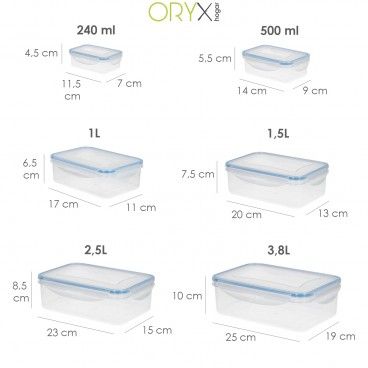 Conjunto de Recipientes Plásticos Retangulares Herméticos (6 Peças)