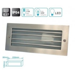 Aplique de aluminio con rejilla para empotrar