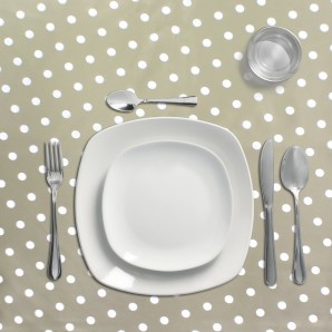 Mantel Hule Rectangular Topos Beige Impermeable Antimanchas PVC 140x250 cm.  Recortable Uso Interior y Exterior AFT 05544012 2