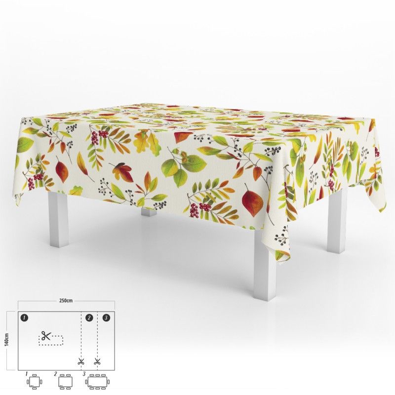 Mantel Hule Rectangular Hojas Otoño Impermeable Antimanchas PVC 140x250 cm.  Recortable Uso Interior y Exterior AFT 05544022
