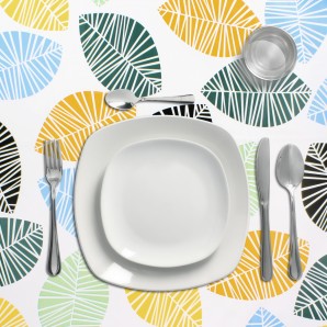 Mantel Hule Redondo Hojas Colores Impermeable Antimanchas PVC Ø 140 cm. Uso Interior y Exterior AFT 05544046 2