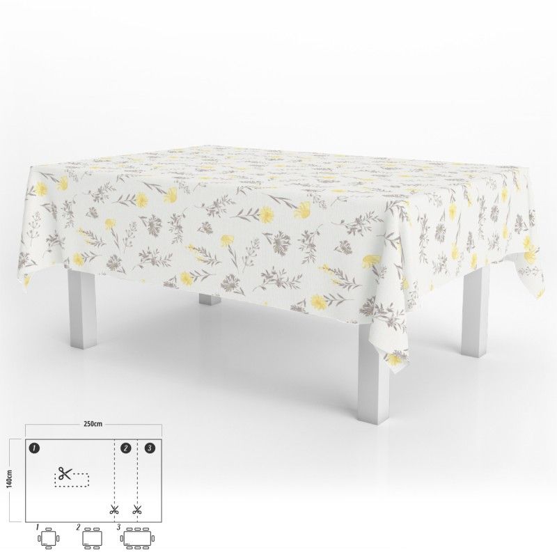 Mantel Hule Rectangular Flores Amarillas Impermeable Antimanchas PVC 140x250 cm.  Recortable Uso Interior y Exterior AFT 0554406