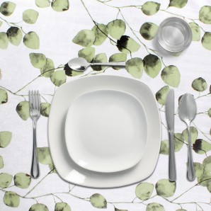 Mantel Hule Redondo Hojas Verdes Impermeable Antimanchas PVC Ø140 cm. Uso Interior y Exterior AFT 05544071 2