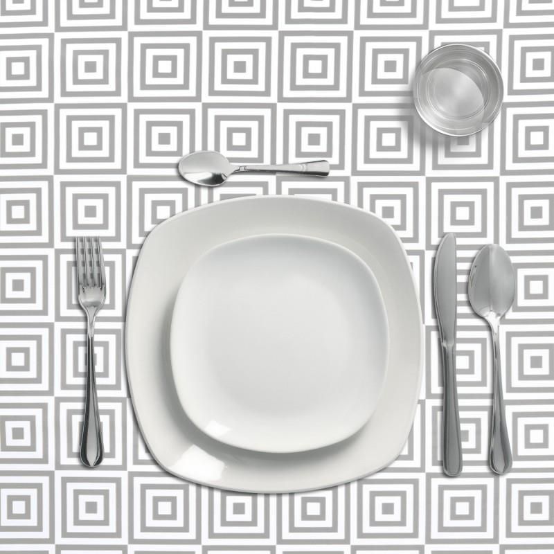 Toalha de Mesa Retangular Antimanchas em Oleado 140 x 250 cm. Losangos Cinzentos