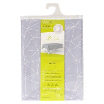 Mantel Hule Rectangular Geométrico Gris Impermeable Antimanchas PVC 140x250 cm.  Recortable Uso Interior y Exterior AFT 05544097