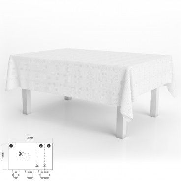 Toalha de Mesa Retangular Muleton Oleado Antimanchas 140 x 250 cm. Cor branca