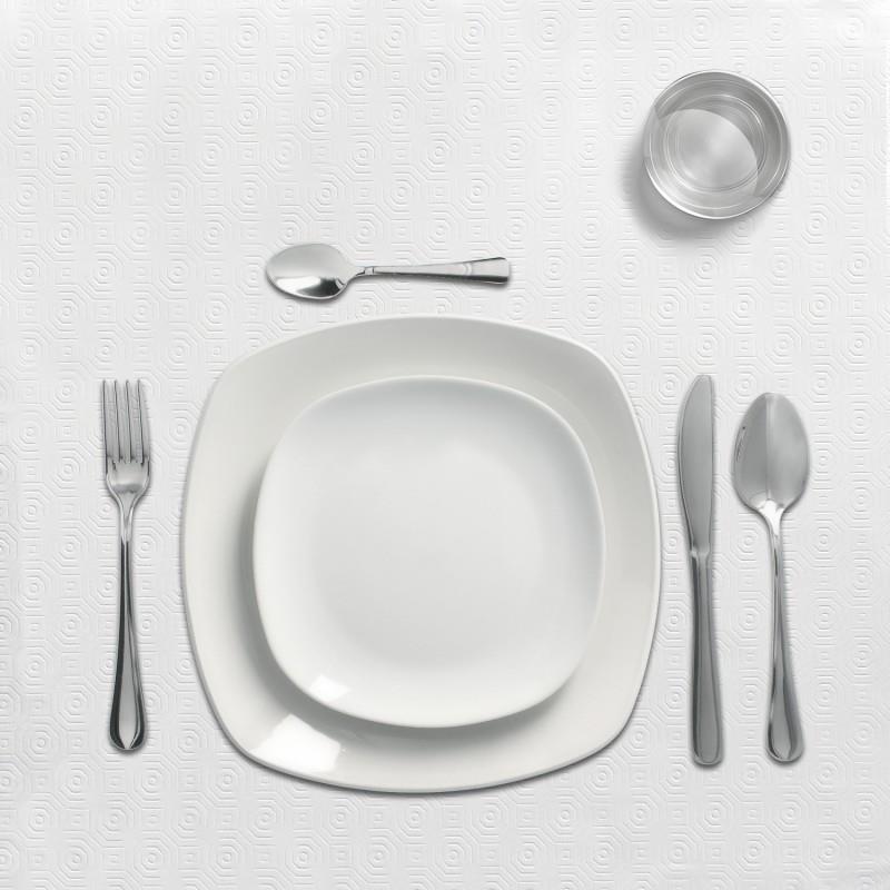 Toalha de Mesa Retangular Muleton Oleado Antimanchas 140 x 250 cm. Cor branca