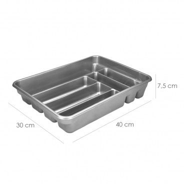 Cubertero Plastico Para Cajon. Color Plata 40x30x7 cm. AFT 05071180