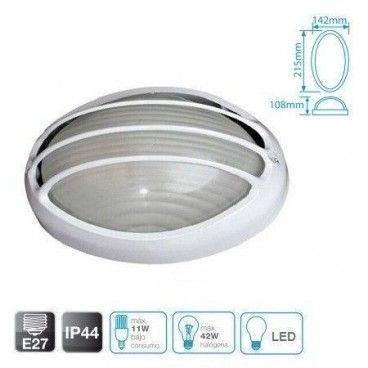 Aplique semi-ovalado de aluminio con rejilla