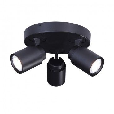 PLAFON 3 FOCOS GU10 HUM NEGRO