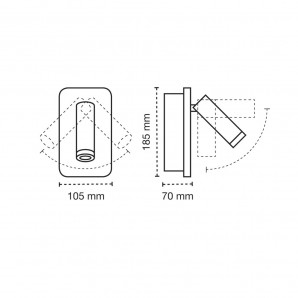 Aplique de pared LED 11W+3W Irena negro 2