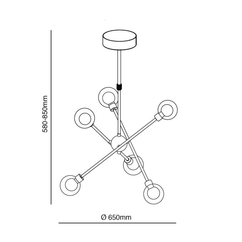 LAMPARA GLOBO 6 LUCES CROMO