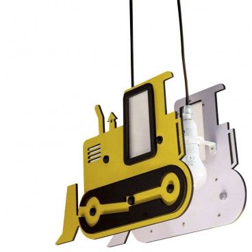 LAMPARA DE TECHO INFANTIL AMARILLA EXCAVADORA RUSTY