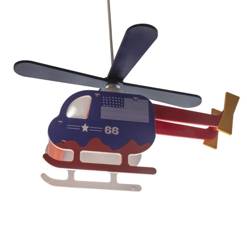 LAMPARA DE TECHO INFANTIL AZUL HELICOPTERO BRAVO