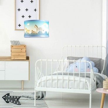 LAMPARA DE TECHO INFANTIL AZUL ANIMALES NOAH