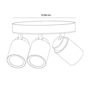 PLAFON 3 FOCOS GU10 HUM NEGRO