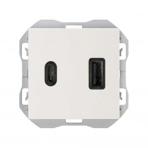 SIMON 270 | Chargeur double USB A + C 3.1A Quickcharge blanc 20000296-090