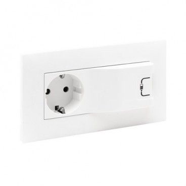 Base de corriente 2P+T con cargador USB A Niloé Step, semi-empotrada, 250V, blanco mate LEGRAND 864123