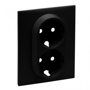 Frontal Niloé Step para base de corriente 2P+T, doble, negro mate LEGRAND 864522