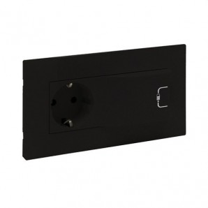 Base de corriente 2P+T con cargador USB A Niloé Step, semi-empotrada, 250V, negro mate LEGRAND 864523