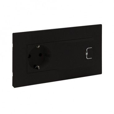 Base de corriente 2P+T con cargador USB A Niloé Step, semi-empotrada, 250V, negro mate LEGRAND 864523