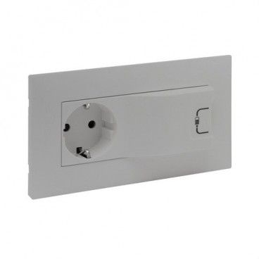 Base tomada 2P+E com USB A Niloé Step semi-embutida alumínio LEGRAND 864323