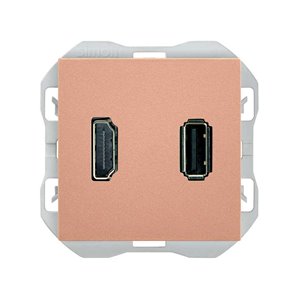SIMON 270 | HDMI connector + USB type A copper 20000095-091