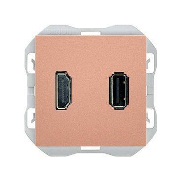 SIMON 270 | Connettore HDMI + USB tipo A rame 20000095-091